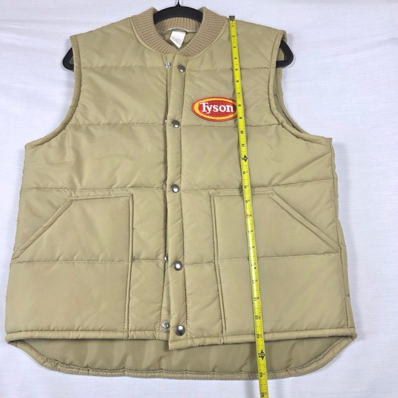 Tyson Puffer Vest Tan Quilted Snap Front Mens Medium Vintage Workwear Cosplay - Picture 16 of 16